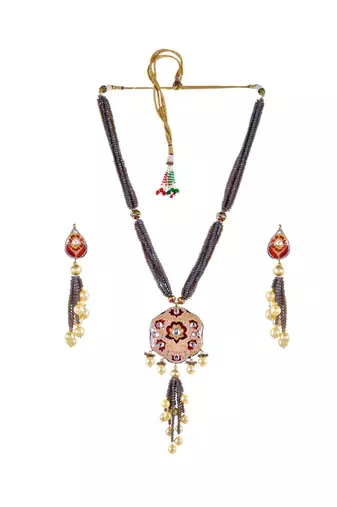 Carnation Pink & Maroon Necklace Set