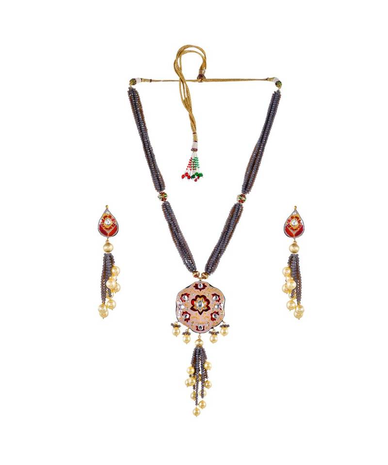 Carnation Pink & Maroon Necklace Set