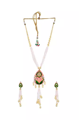 Fuschia Pink & Green Necklace Set