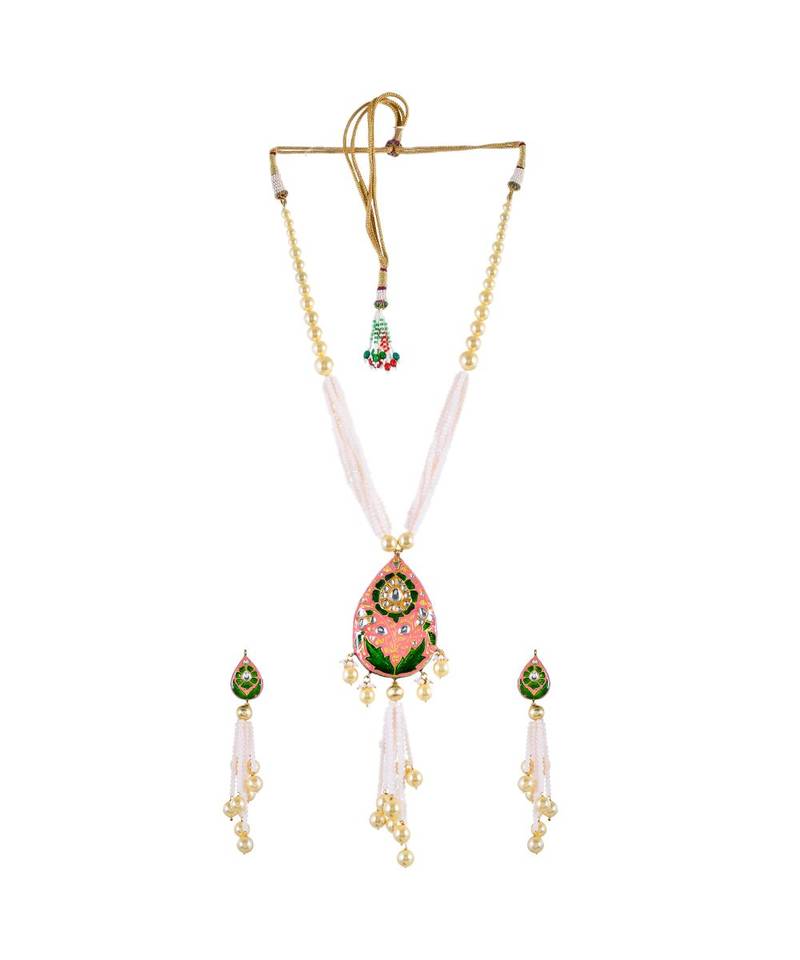 Fuschia Pink & Green Necklace Set