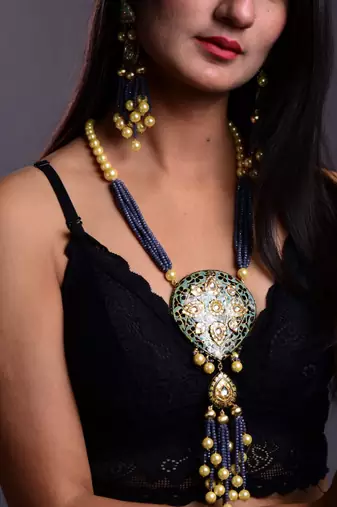 Jade Green & Black Necklace Set