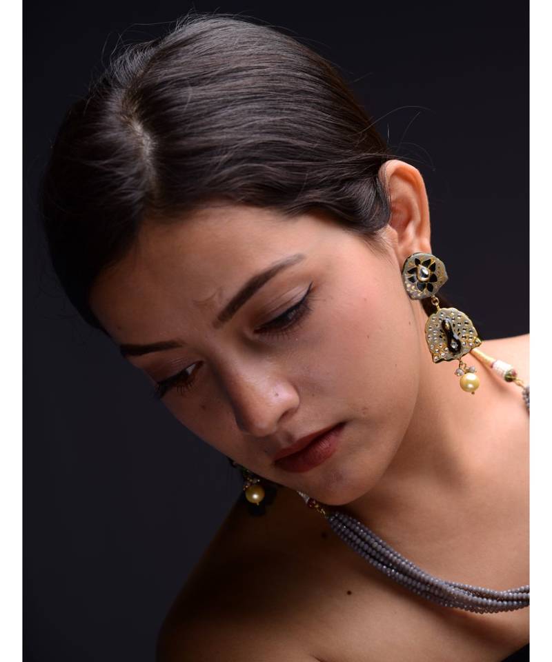 Grey & Black Peacock Style Necklace Set