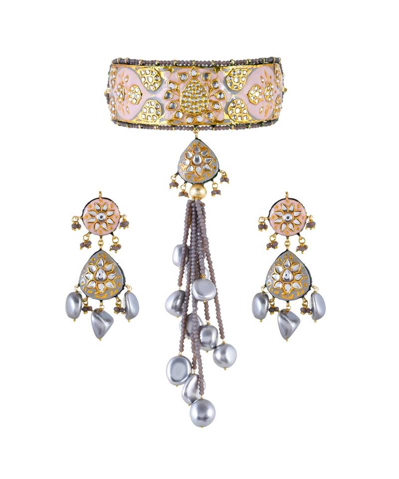 Rouge & Grey Choker Style Necklace