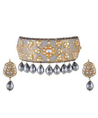 Magical Grey Choker Style Necklace Set 3