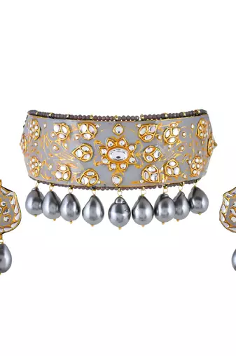 Magical Grey Choker Style Necklace Set