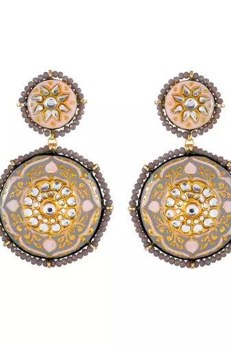Moon Grey & Pink Earrings