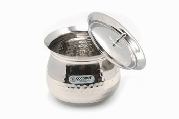 Stainless Steel  Cookware  Gaze Hammered Handi With Lid1 Unit  Capacity  1400 ML 2