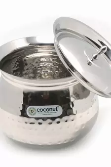 Stainless Steel  Cookware  Gaze Hammered Handi With Lid1 Unit  Capacity  1400 ML