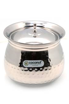 Stainless Steel  Cookware  Gaze Hammered Handi With Lid1 Unit  Capacity  2000 ML
