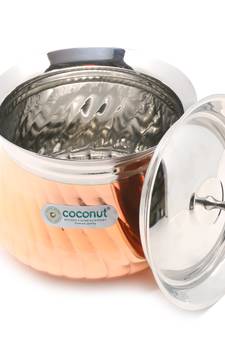 Stainless Steel  Cookware Orchid Copper Twister  Handi With Lid 1 Unit  Capacity  1850 ML