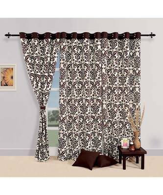 Swayam Choco Colour Ethnic Printed Eyelet Curtain 1