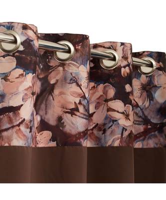 Swayam Chocolate Brown Colour Solid PNP Blackout Eyelet Curtain 2