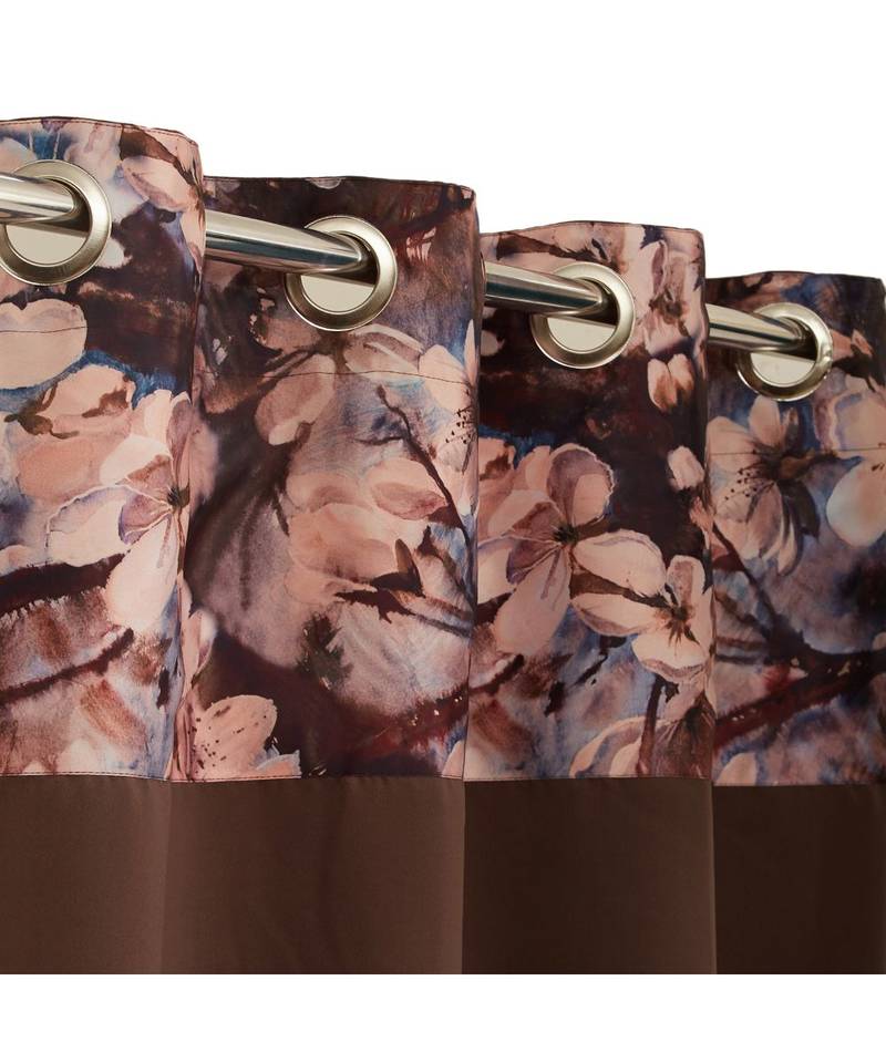 Swayam Chocolate Brown Colour Solid PNP Blackout Eyelet Curtain