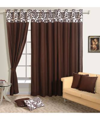 Swayam Choco Colour Solid Plain Eyelet Curtain 1