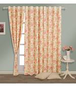 Swayam Cream Colour Floral Printed Eyelet Curtain