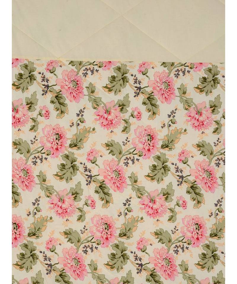 Swayam Cream Colour Floral Printed Eyelet Curtain