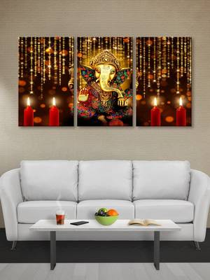 999Store Golden lord Ganesha printed Canvas painting 1