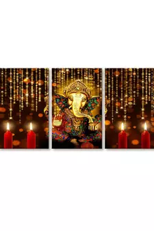 999Store Golden lord Ganesha printed Canvas painting