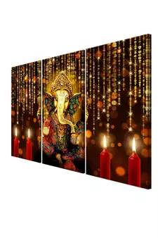 999Store Golden lord Ganesha printed Canvas painting