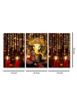 999Store Golden lord Ganesha printed Canvas painting 5