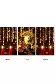999Store Golden lord Ganesha printed Canvas painting