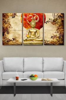 999Store Golden Buddha and OM printed Canvas painting