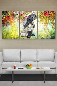 999Store multi color flowers and buddha printed Canvas painting
