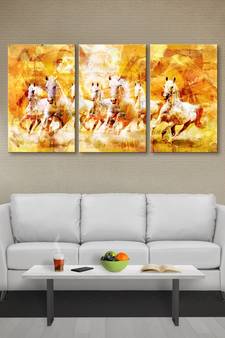 999Store White running Horses printed Canvas painting
