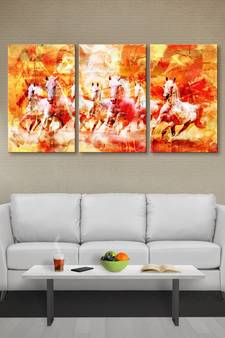 999Store White running Horses printed Canvas painting
