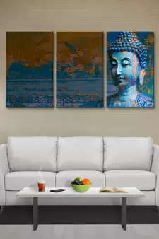 999Store Blue buddha printed Canvas painting