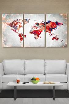 999Store classical world map printed Canvas painting