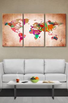 999Store Abstract color world map printed Canvas painting