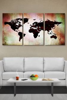 999Store Black world map printed Canvas painting