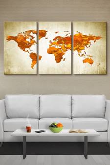 999Store classical world map printed Canvas painting