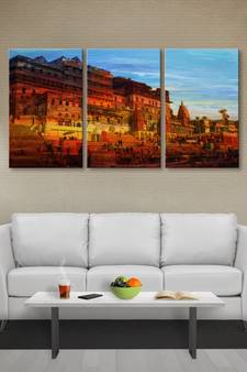 999Store Banaras ghat printed Canvas painting