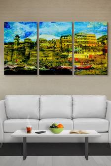 999Store Banaras ghat printed Canvas painting