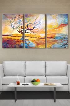 999Store colorful abstract leaveless Tree Canvas painting
