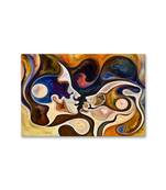 999Store  Abstract Multi Color Cuple Images Framed Canvas Painting  (Cnvas_24X36 Inch _Brown)