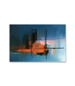 999Store  Beautiful Abstract Navy Color Framed Canvas Painting  (Cnvas_24X36 Inch _Blue)