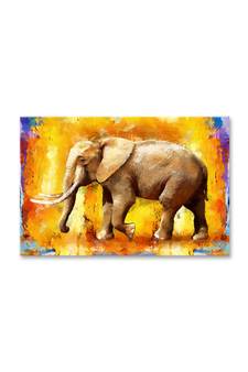 999Store  Beautiful Elephant Framed Canvas Painting  (Cnvas_24X36 Inch _Yellow)