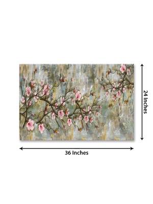 999Store  Flowers And Tree Morden Art Framed Canvas Painting  (Cnvas_24X36 Inch _Grey) 4