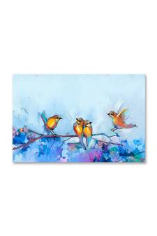 999Store  Beautiful Birds Multi Color Framed Canvas Painting  (Cnvas_24X36 Inch _Blue)