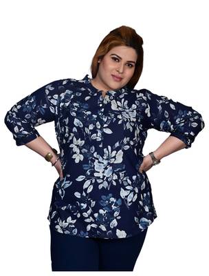 Blue printed poly cotton cotton-tops 1