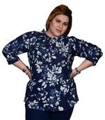 Blue printed poly cotton cotton-tops