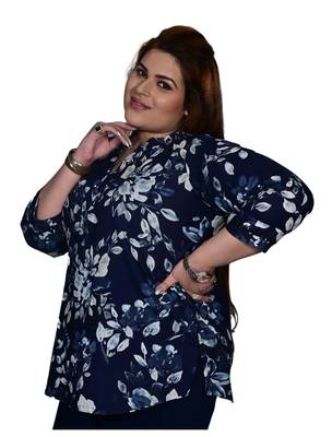 Blue printed poly cotton cotton-tops 2