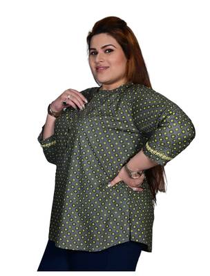 Grey printed poly cotton cotton-tops 1