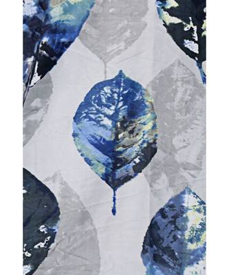 SWAYAM Omega Premium Digital Printed Faux Silk Floral Pattern Pack of 2 Curtains Blue White 4