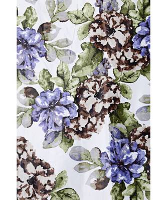 SWAYAM Omega Premium Digital Printed Faux Silk Floral Pattern Pack of 2 Curtains Blue White 4