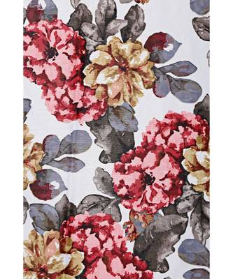 SWAYAM Omega Premium Digital Printed Faux Silk Floral Pattern Pack of 2 Curtains Red White 4