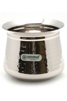 Coconut Stainless Steel - Cookware/ Fiji Hammered Handi With Lid-1 Unit - Capacity - 1400 ML